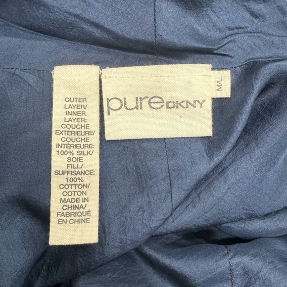 PURE DKNY BLUE SILK WATERFALL FRONT OPEN JACKET COAT - Picture 10 of 13